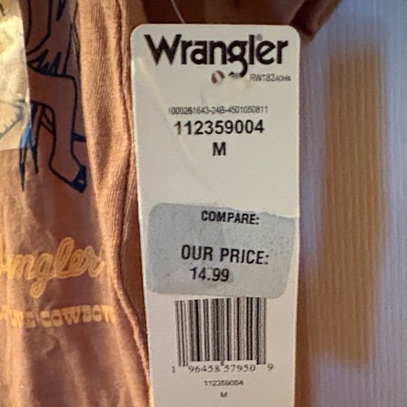 NWT Wrangler Tan Cowboy Graphic Tee - Picture 3 of 4